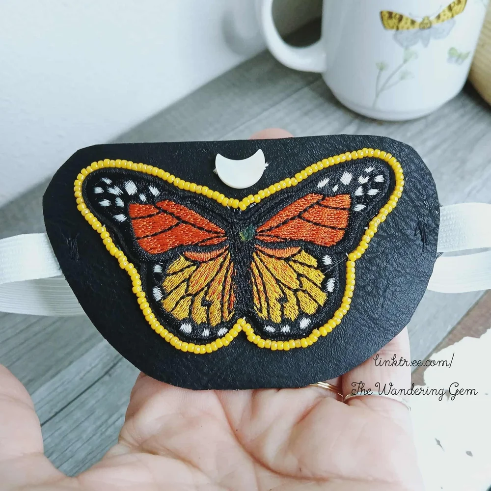 Embroidered Butterfly Eye Patch, Adjustable